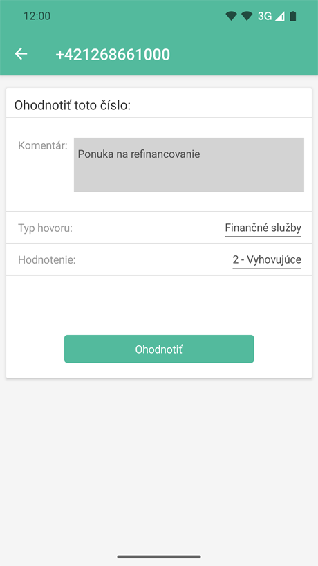 Pridanie komentára k telefónnemu číslu