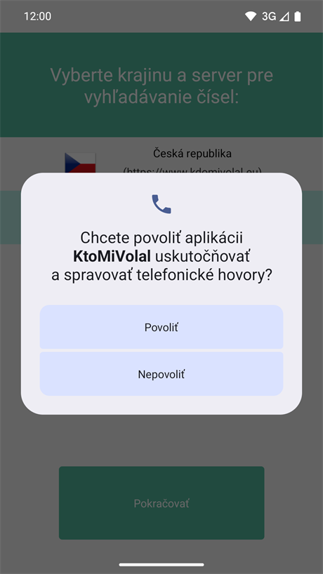 Žiadosť o ovládanie telefonických hovorov