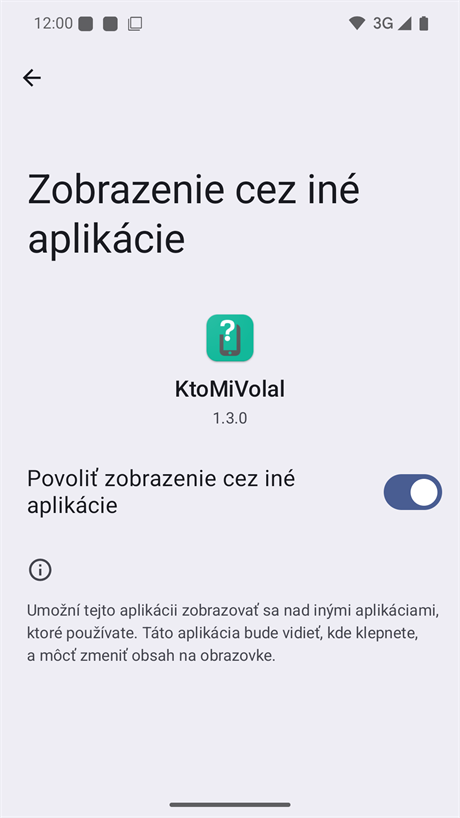 Povolenie zobrazenia cez iné aplikácie