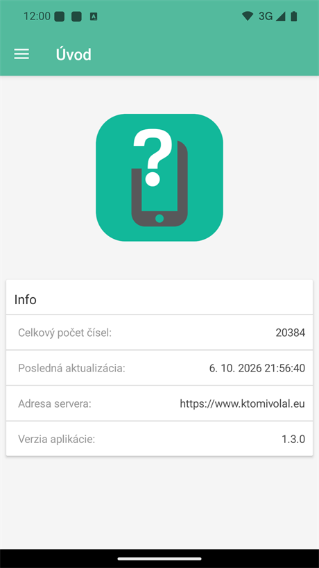 Úvodná stránka aplikácie