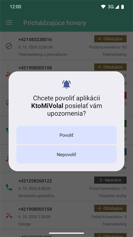 Žiadosť o zobrazovanie upozornení