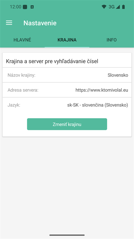 Nastavenie krajiny a servera pre vyhľadávanie