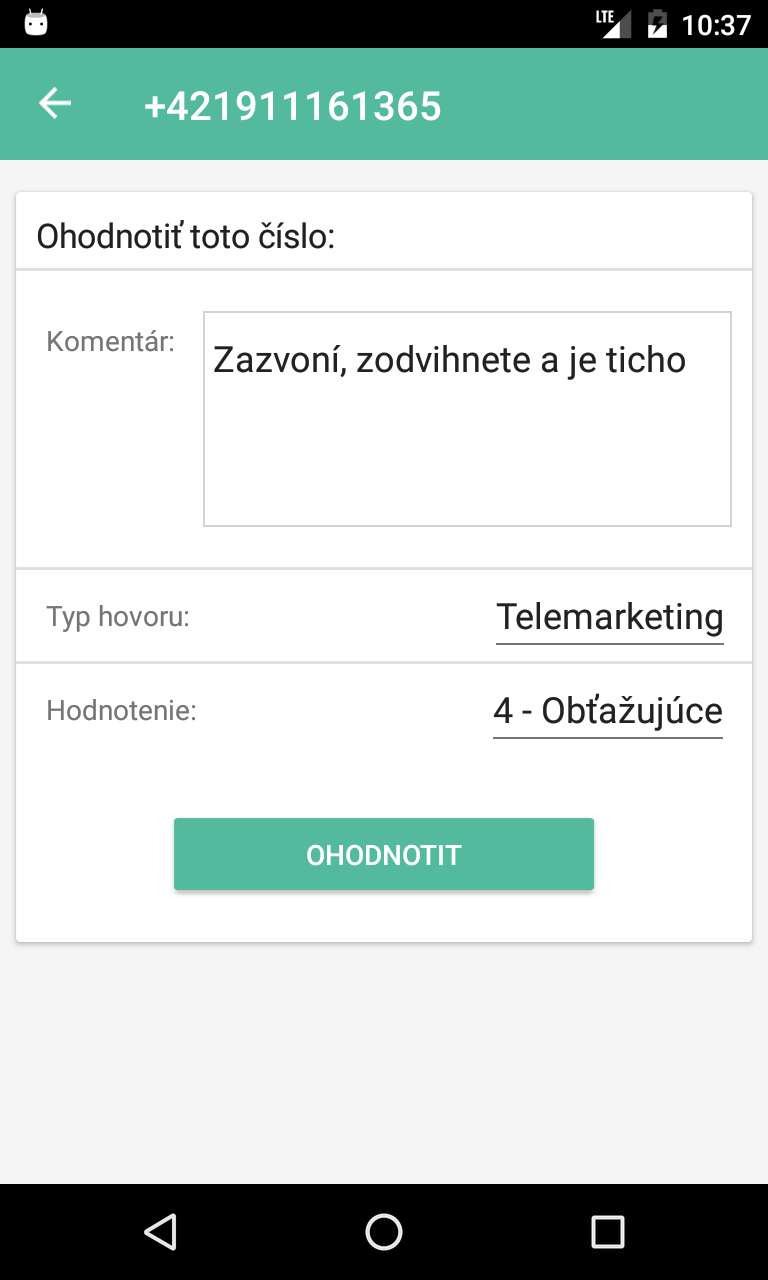 Pridanie komentára k telefónnemu číslu