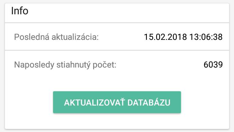 Informácie o poslednej aktualizácii