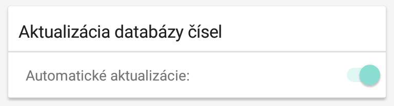 Nastavenie aktualizácia databázy čísel